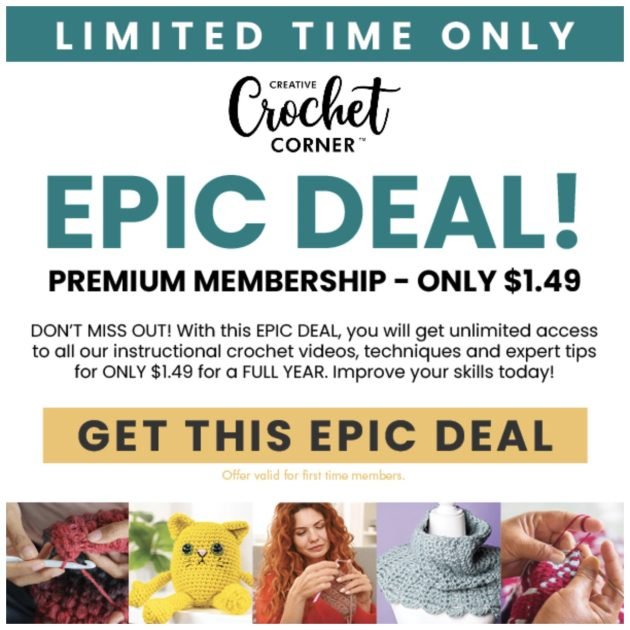 *HOT* Creative Crochet Corner Annual Premium Membership for just $0.75! (Reg. $92)