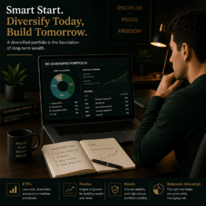 Blog 1 Beginner investor building a diversified investment portfolio for long-term wealth growth